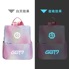 Kpop в Корейском стиле, в стиле «хип-хоп» GOT7 печати яркие сумки уличная мода Сумки-холсты девушка Для женщин розовый двойные сумки градиентная расцветка; Высота