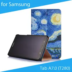 [Бесплатная Доставка] картина Два Раза PU Кожаный Защитный Чехол для Samsung Galaxy Tab A 7.0 (T280/T285) Tablet Высокого Качества