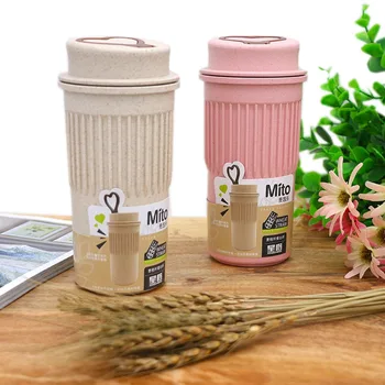 

350ml Environmentally friendly wheat straw Bottle Travel Portable Coffee Tea Bottle Coffee Cup Bottle Lid Wheat Stalk Cup