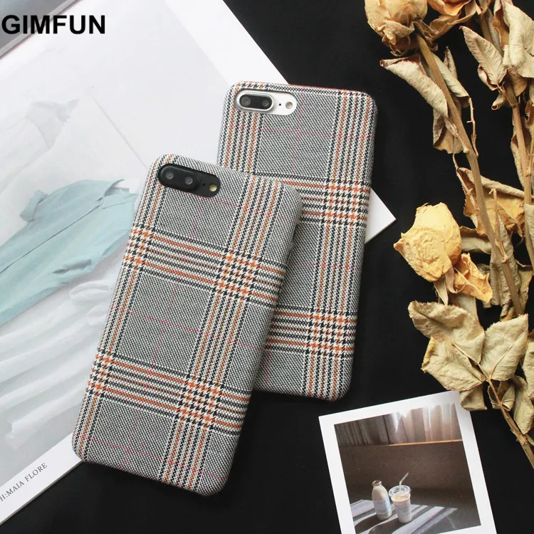 

Gimfun Winter Lattice Cloth Phone Case for IPhone 7plus/8/6s/X /xr Xsmax Cases Soft Tpu Grid Case for Iphone 11 Pro Max