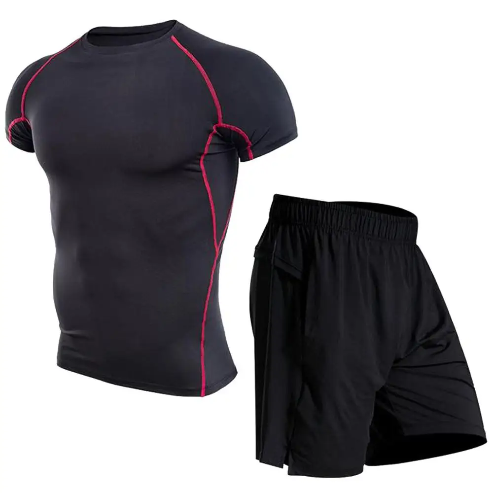 Мужские шорты для фитнеса, набор футболок, топы, брюки, костюм, мускула, бодибилдинг, спорт, кожа, пэчворк, горячая вязка, обтягивающие, прямые поставки#0717