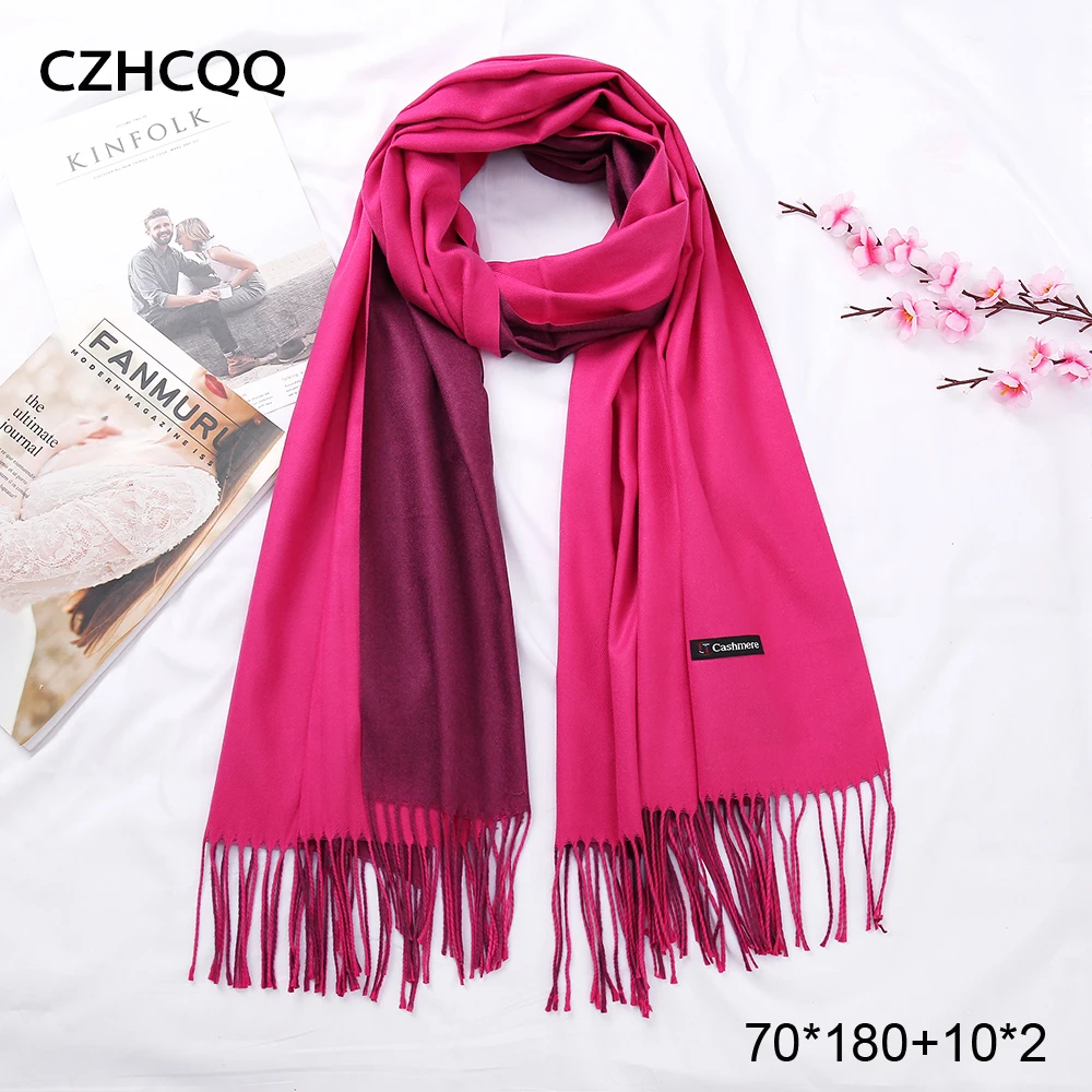 Wholesale Price 6vkJK 2019 New Double Sided Winter Women Cashmere Solid Scarf Pashmina Shawls And Wraps Female Foulard Hijab Wool Stoles Head Scarves