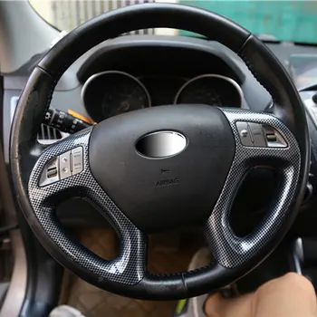 

BBQ@FUKA 2 PCS Car Steering Wheel Cover Trim Interior Carbon Fiber Styling Fit For Hyundai IX35 2010 2011 2012 2013 2014 2015