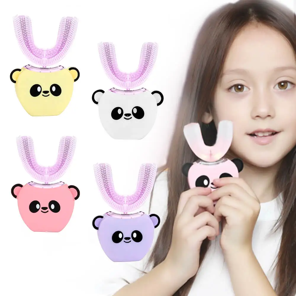 360 Degrees Kids Electric Toothbrush Automatic Sonic U Shaped Head with