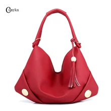 Европейская американская женская сумка, новая брендовая сумка-хобо из искусственной кожи, большая сумка на плечо, модные женские сумки с кисточками, простой стиль, CUMYKA