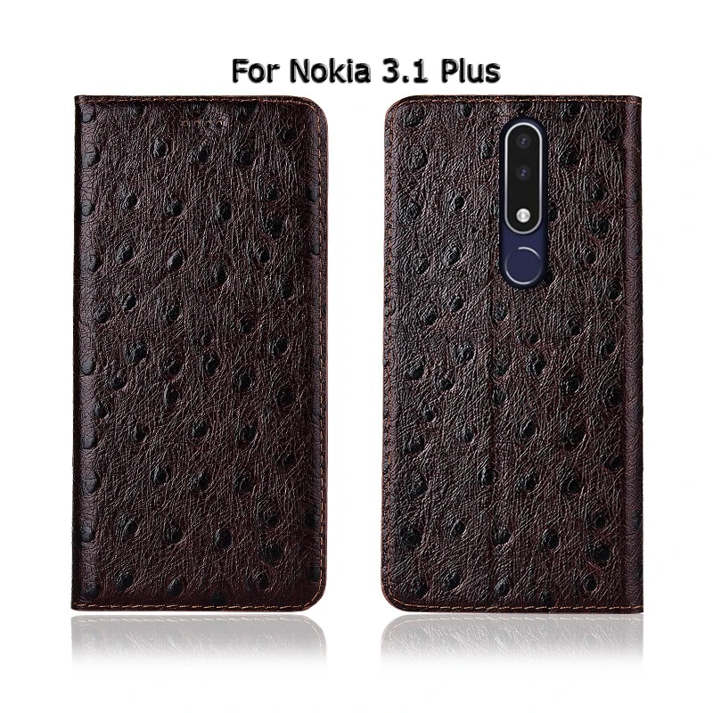 Чехол с текстурой страуса для Nokia 7,1 3,1 Plus 9 Pureview, чехол с откидной крышкой, подставкой, отделениями для карт, чехол для телефона из натуральной кожи
