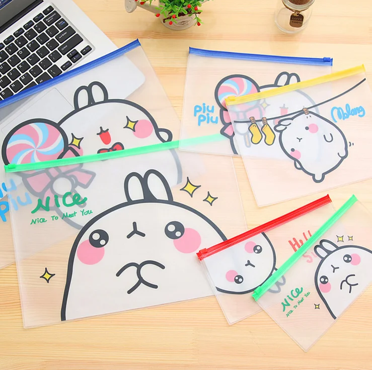 

PVC Molang Translucent Matte Bag File Bag Document Bag Folder Stationery Filing Student School Supplies Pen Bag Container