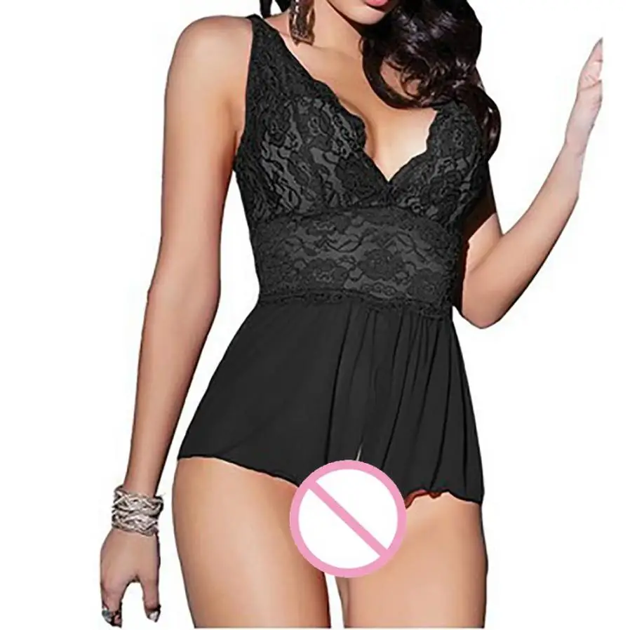 Женское кружевное соблазнительное нижнее белье Глубокий V Холтер Babydoll g стринги
