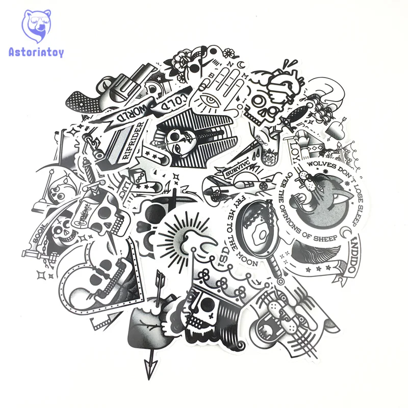 

28pcs/lot OG old school tattoo style sticker Notebook refrigerator skateboard trolley case decals backpack Tables waterproof PV