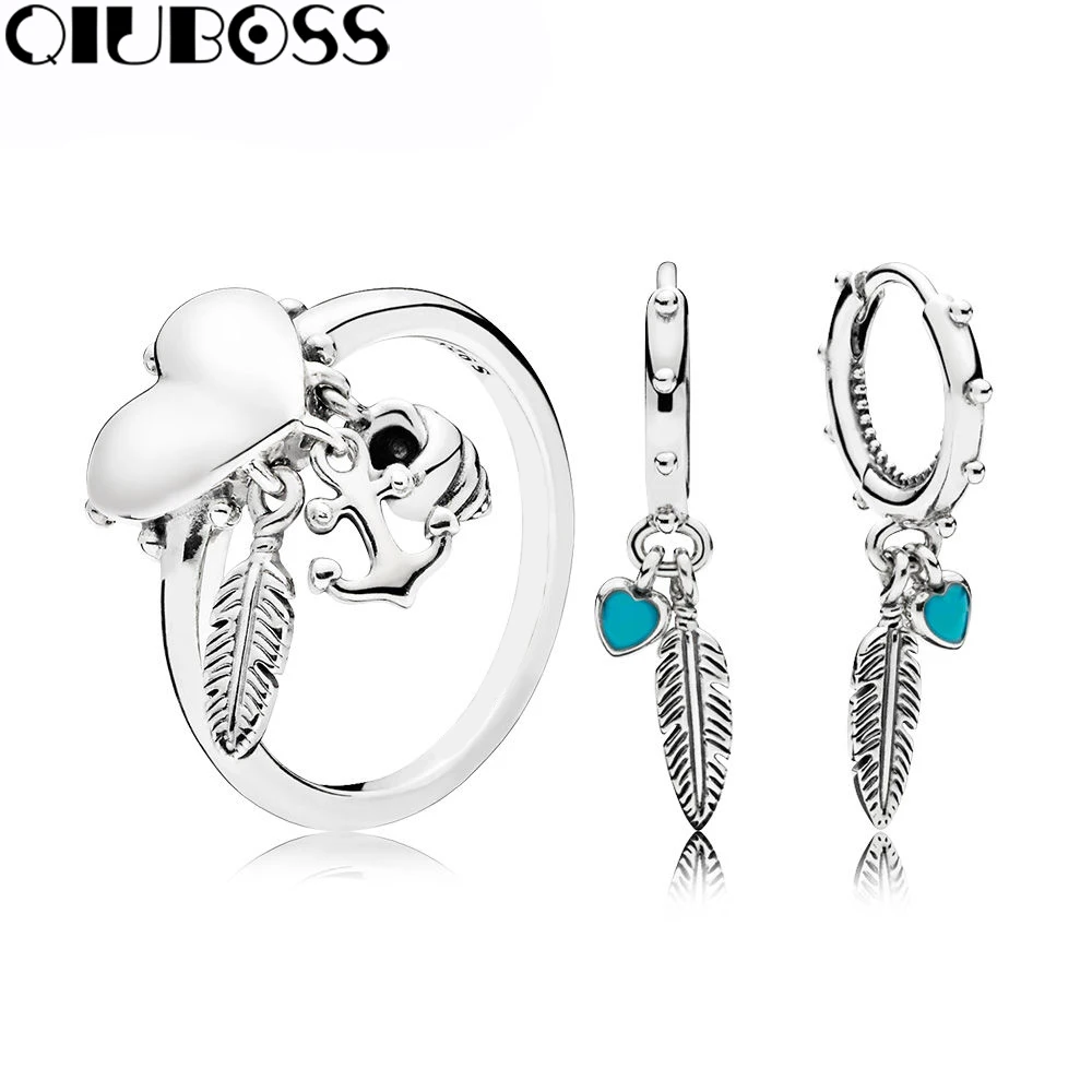 

QiuBoss 100% 925 Sterling Silver Spritual Symbols Ring and Fit DIY Original Jewelry Summer Creative Woman Gift