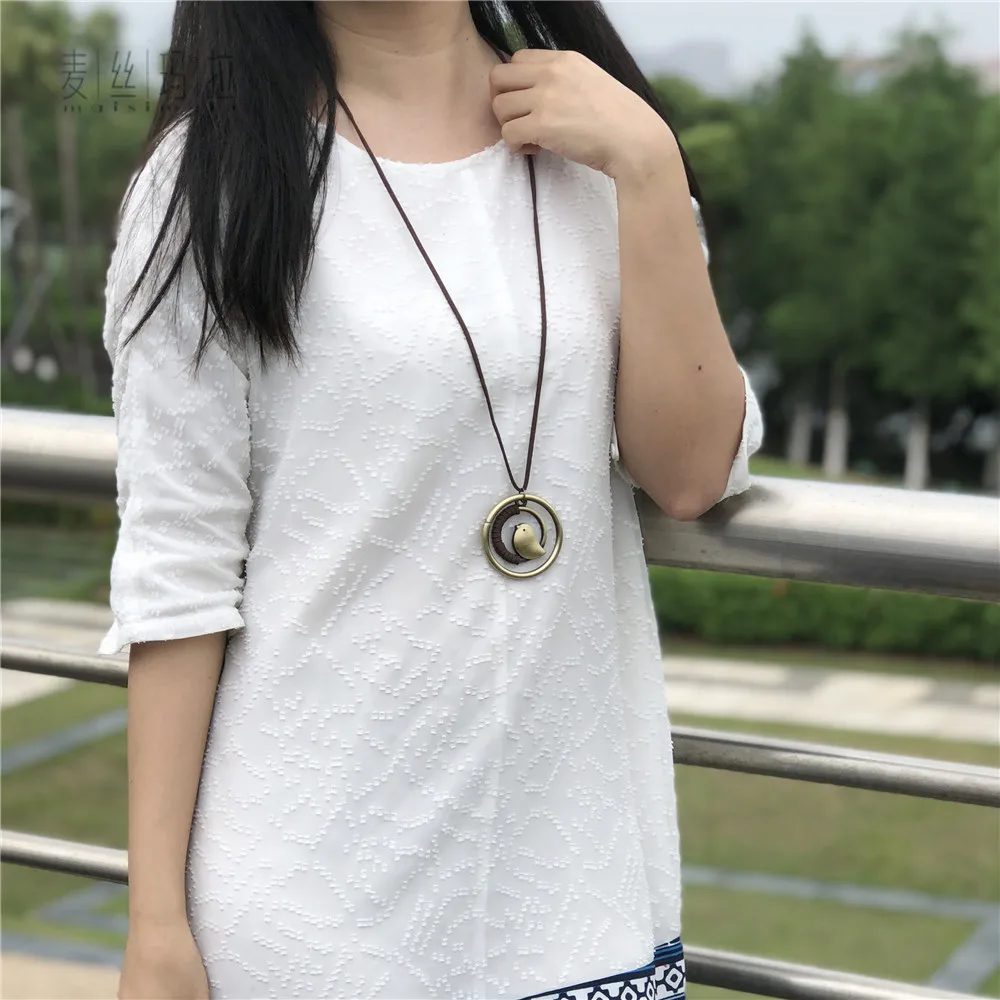 Length Adjustable Leather Rope Chain Bird Women Pendants Necklaces Gifts Trendy Brand Handmade Jewelry | Украшения и аксессуары