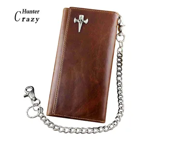 

Mens Vintage Leather Brown Trifold Wallet Purse With Safe Fob Key Chain
