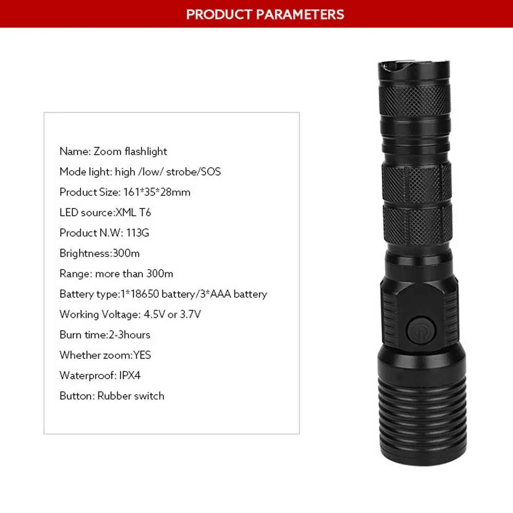 Top 1x Zoomable T6 LED Flashlight Rechargeable Torch Super Bright Light Lamp+Battery Charger+Bicycle Clip 1 Top 1x Zoomable T6 LED Flashlight Rechargeable Torch Super Bright Light Lamp+Battery Charger+Bicycle Clip 1