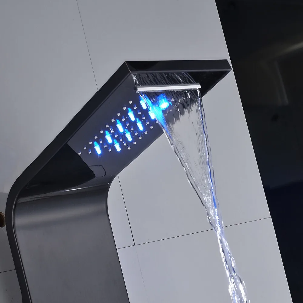 Ванная комната душ со светодиодом панель мачтовая установка светодиодный Водопад осадков насадки для душа массаж тела струи ручной shwoer Ванна Носик