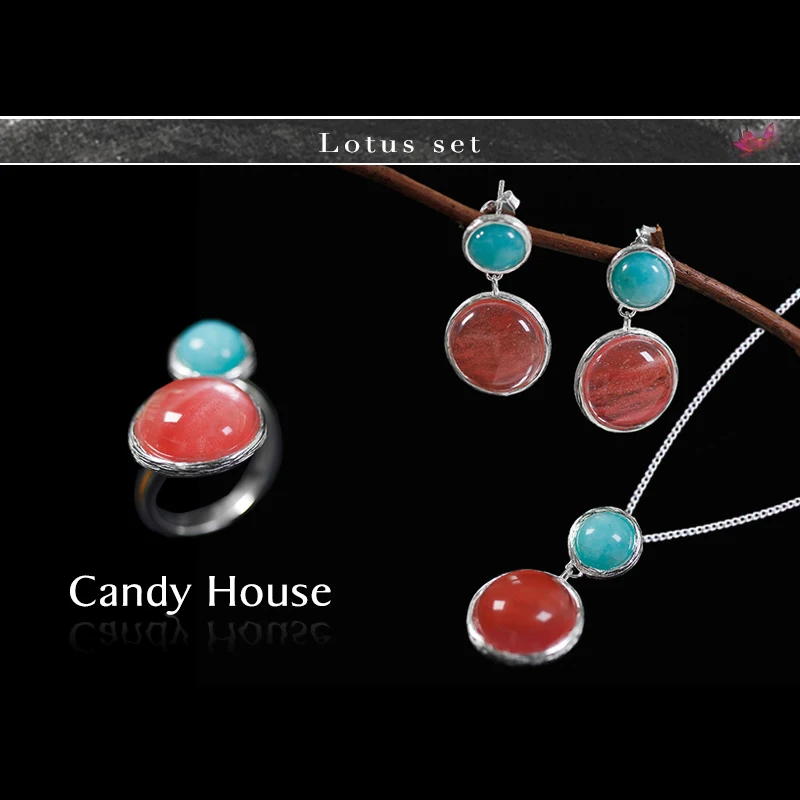 

Lotus Fun 925 Sterling Silver Bridal Wedding/Statement Jewelry Sets for Women Drop Earrings/Adjustable Rings/Necklaces Pendants