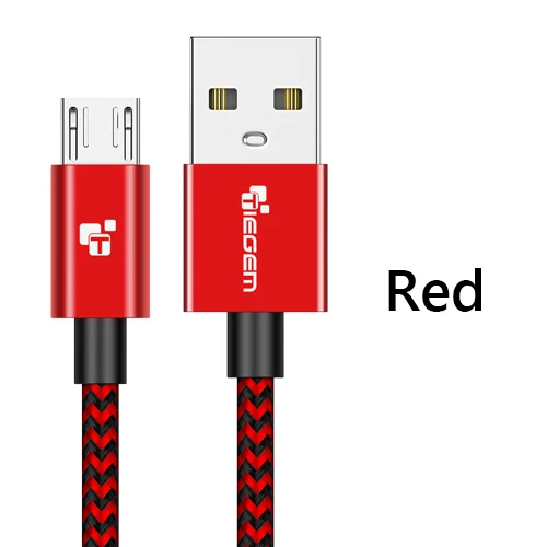 5V 2A Micro USB кабель TEGEM быстрое зарядное устройство кабель для передачи данных нейлоновый плетеный кабель USB ЗУ для мобильного телефона кабель для samsung htc huawei - Цвет: Red