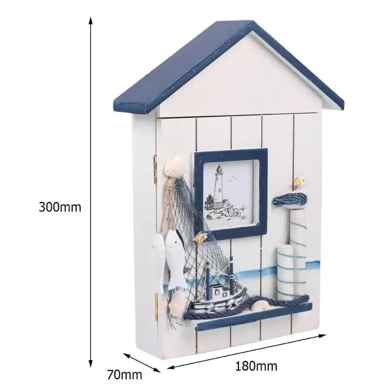 Средиземноморский стиль деревянный в форме домика ключ коробка и держатель для ключей настенный подвесной для хранения Коробка органайзер кулон орнамент ремесла украшения дома