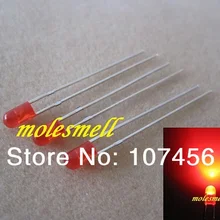 100 шт 3 мм рассеянный красный светодиодный круглый бесфланцевый яркий красный светодиод светодиодный s+ 100 свободный резистор Большой/широкоугольный светодиод