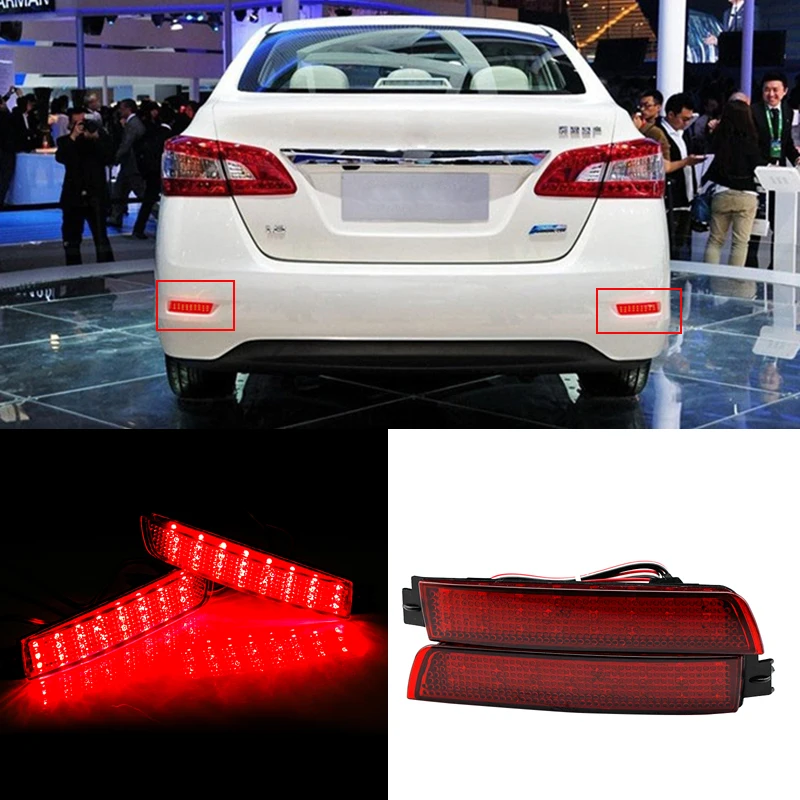 2x светодиодный автомобиль стиль красный задний бампер отражатель светильник Противотуманные фары парковка Предупреждение тормозной фонарь для Infiniti FX37/35/50/Nissan Sentra X-Trail