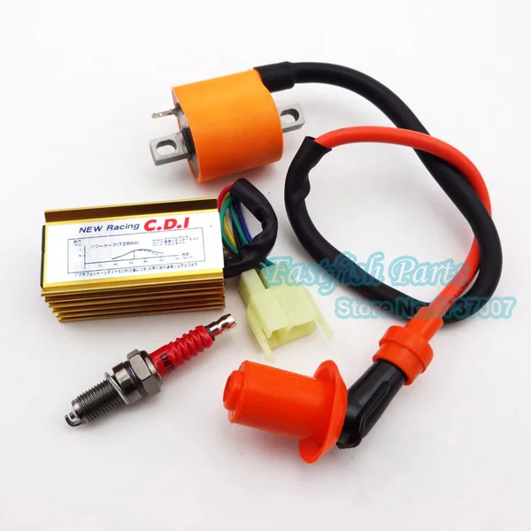 Катушка зажигания гонки и 6 pin AC CDI D8TC Свеча для 150cc 200cc 250cc Байк ATV Quad мотоцикл