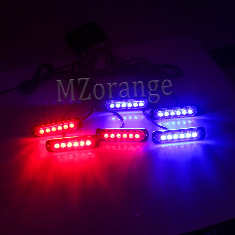 MZORANGE 6pc 6 светодиодный Водонепроницаемый 12/24V пульт дистанционного управления автомобиль Грузовик Аварийная Предупреждение светодиодный стробоскоп вспышка светильник мигающая лампа Дневной светильник - Цвет: Red and Blue