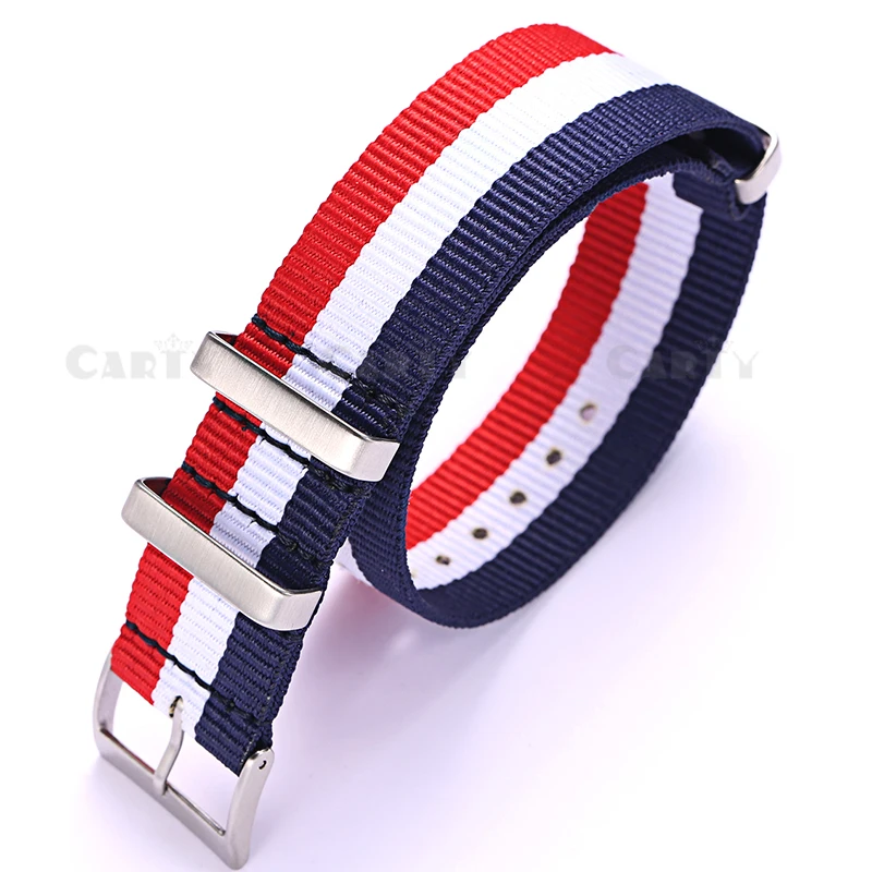 blue white red Новинка, 20, 22 мм, для мужчин и женщин, нейлон, высокое качество, нержавеющая сталь, пряжка, ремешок для часов, для брендовых часов, спортивные армейские часы, натовский Зулу, ремешок, синий - Цвет ремешка: blue white red