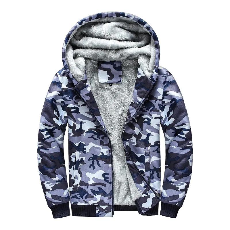 Горные камуфляжные толстовки осень зима мужской спортивный костюм толстые армейские пальто мужские толстовки флисовые куртки с капюшоном 5XL SA689 - Цвет: Blue