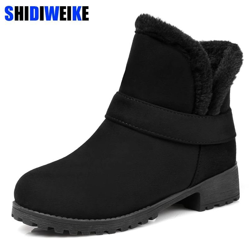 

large size 34-43 slip on comfortable women shoes woman winter warm plush woman snow boots warm fur ankle boots women n527