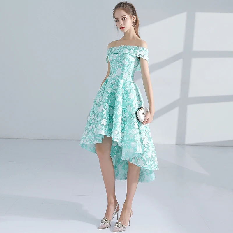 2018 junior Graduation Flowers appliques Prom Dresses Short Front Long Back Evening Gown Gray Organza Fashion Party Formal Gown 2018 junior Graduation Flowers appliques Prom Dresses Short Front Long Back Evening Gown Gray Organza Fashion Party Formal Gown