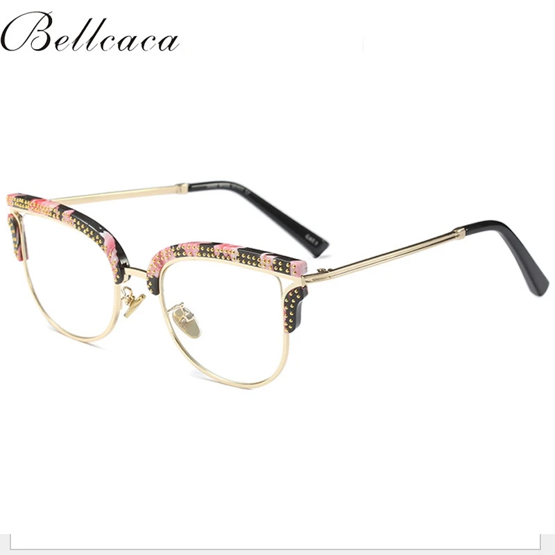 Bellcaca, оптические очки, женские модные очки по рецепту, алмазные очки, оправа, прозрачные линзы, BC824 - Цвет оправы: 97518  Floral