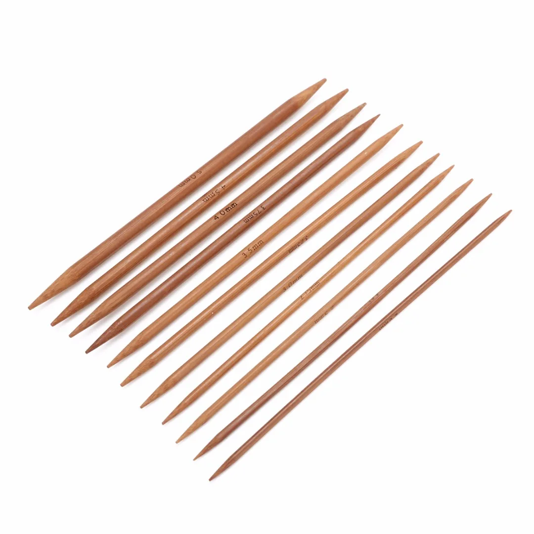 55pcs 5"/13cm Knitting Needles Double Pointed Carbonized Bamboo Smooth Needle Set DIY Sewing Weaving Craft Tools