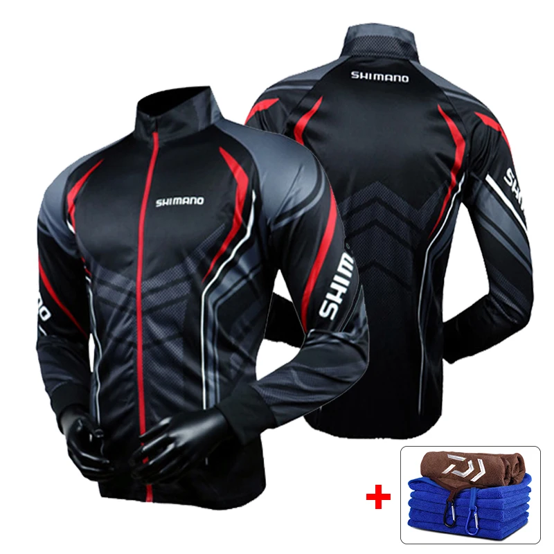 

Men Fishing Clothing Sets Breathable Sun proof UV Protection Outdoor Sports Quick Dry Fishing Jacket with Free Gift Towel