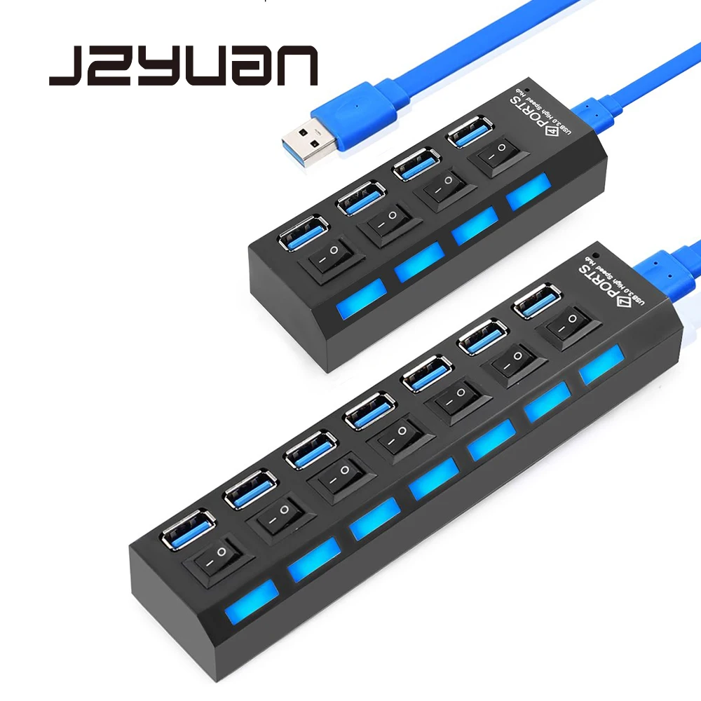 JZYuan USB концентратор 3 0 4/7 портов высокоскоростной портативный разветвитель