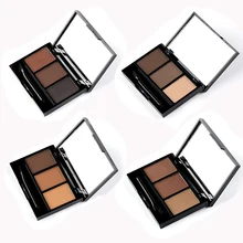 Профессиональная пудра для бровей 3 цветов, палитра для бровей, водостойкая и защита от размазывания с зеркалом и кисти для бровей внутри