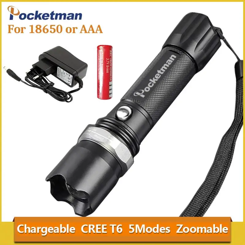 

E17 XM-L T6 3800LM Aluminum Waterproof Zoomable LED Flashlight Torch light for 18650 Rechargeable Battery or AAA zk93