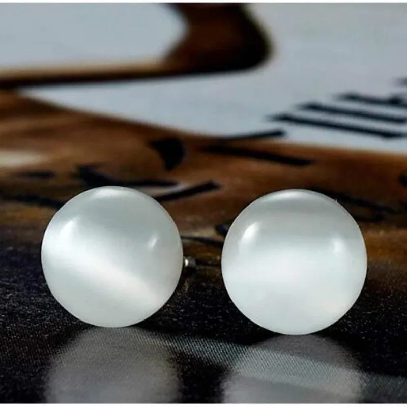 8mm Cat Eyes Ball Stud Earrings Fashion Rhinestone...