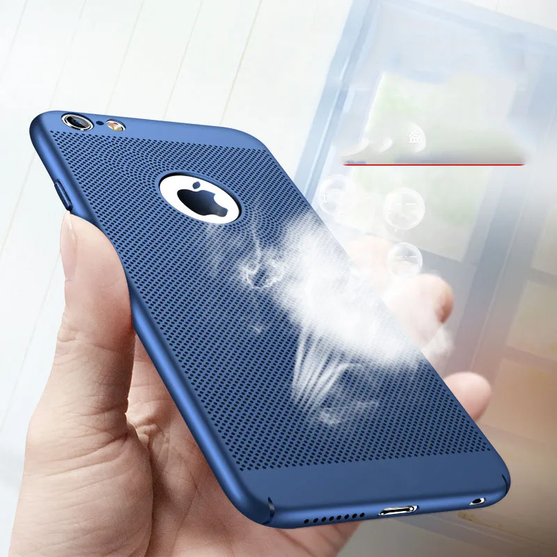 

Breathable heat dissipation phone case For iPhone 7 8 plus case matte hollow hard shell mobile for iPhone XR XS Max 6 6S Plus