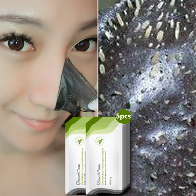 

5pcs Blackhead Remover Shrinking Pore Mask Bamboo Charcoal Nose Masks Strip Deep Cleansing Purifying Peeling Acne Treatment 5ml