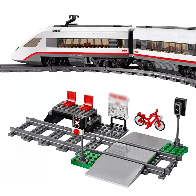 Высокоскоростной Пассажирский совместимый городской поезд строительные блоки кирпичи детские игрушки подарки