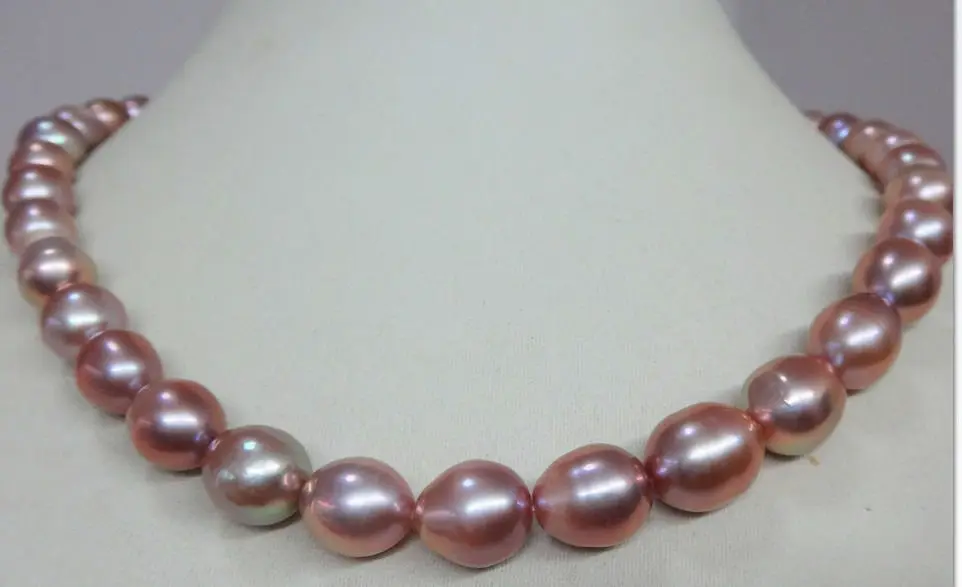 

Wholesale FREE SHIPPING HUGE NATURAL 18"10-12MM SOUTH SEAA GENUINE LAVENDER DROP PEARL NECKLACE AAA