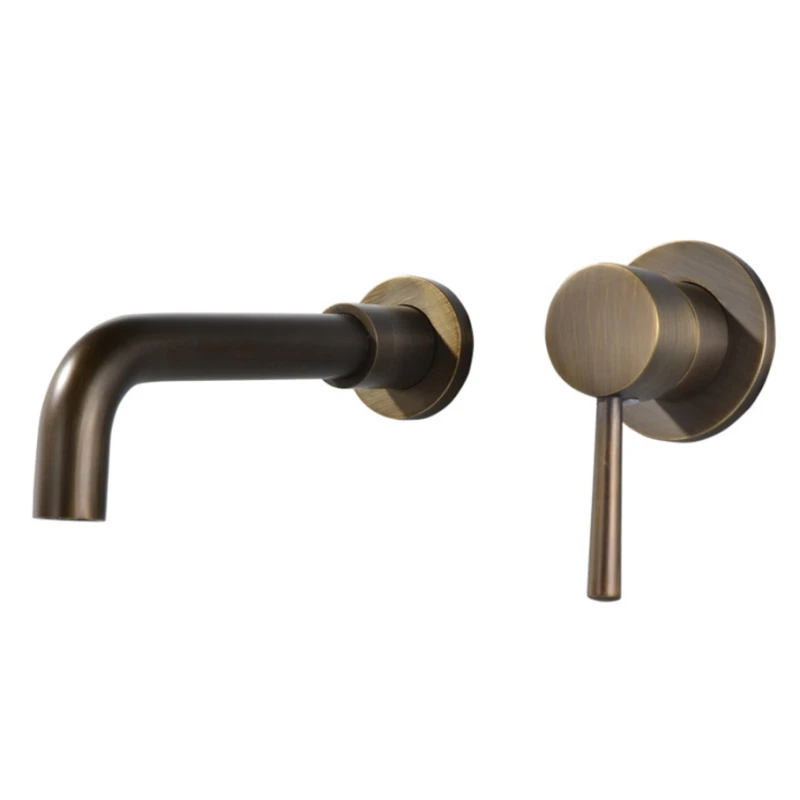 

Archaize Hot and Cold Water Wall Mounted Basin Faucet Concealed Installation Sink Tap Brass Antique Faucets 1/2inch(DN15)