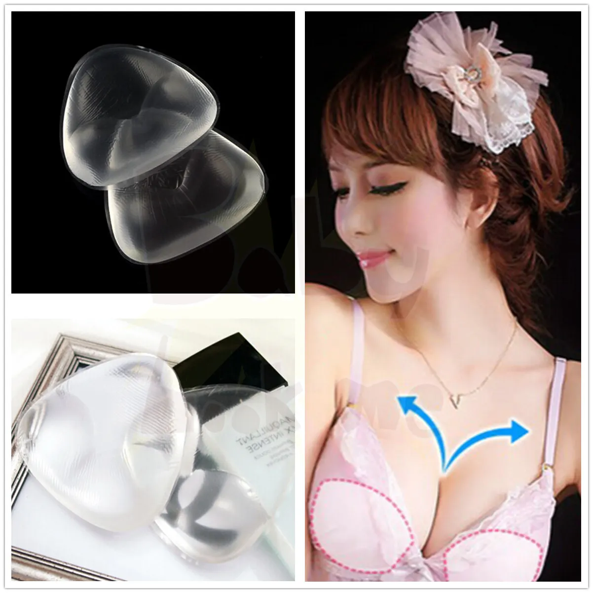 1 Pair Sexy Silicone Bra Pad Swimwear Swimsuit Bikini Push Up Insert Chest Breast Enhancer bras