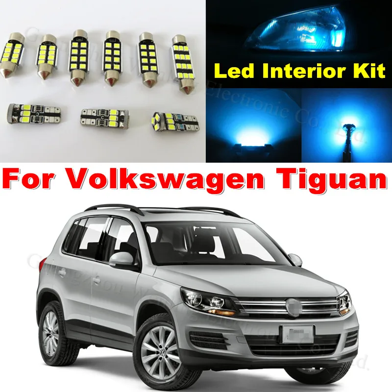 

9X Pure White Canbus Reading Mirrors Light Bulb Car Interior Lighting Kit For VW Volkswagen Tiguan 2009 2010 2011 2012 2013