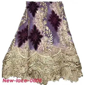 

New African Lace Fabric Embroidered Nigerian Guipure for Wedding High Quality 2019 French Tulle Lace Fabric with Velvet q001