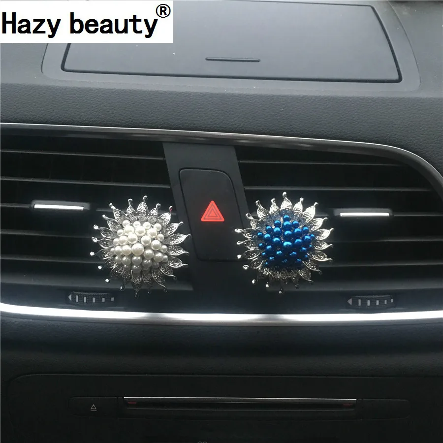 

Hazy beauty New fashion pearl sun flower Car perfume Air Freshener Air conditioning outlet perfume Car decorations Car-styling