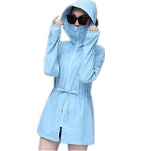 Солнцезащитная Одежда для девочек, летняя одежда средней длины, тонкое летнее пальто с капюшоном, большой размер 3XL 4XL, женские куртки с карманами на завязках