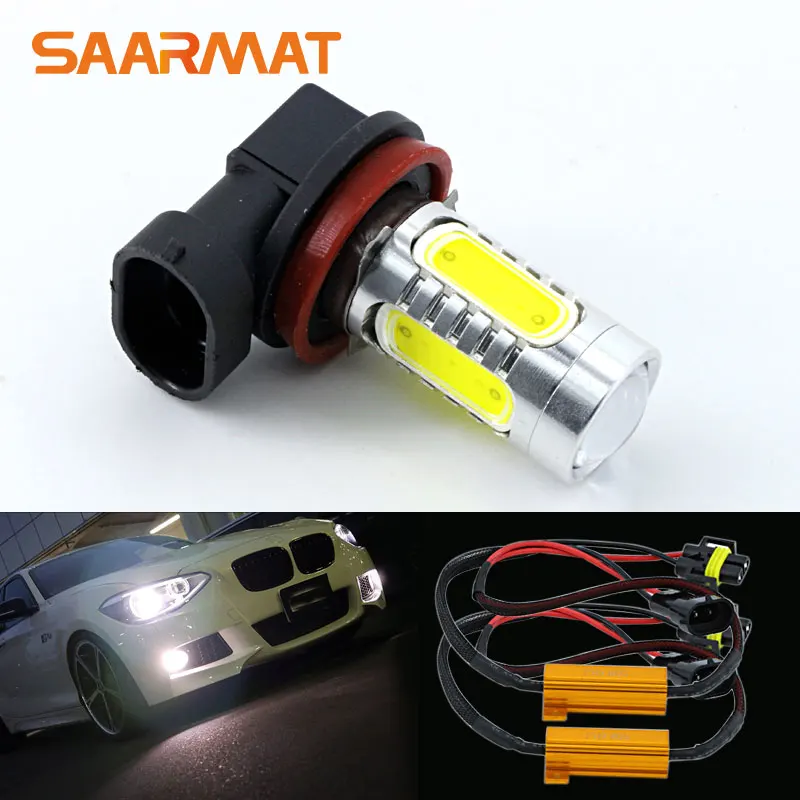 

2pcs White H11 H9 H8 Car LED Bulb Fog Light DRL + Canbus Decoders Error Free For BMW Audi VW Ect