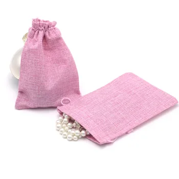 

Natural Burlap Jewelry Pouch Jute Linen Sacks Wholesale Drawstring Wedding Gift Packing Festival Anniversary Hessian Bags 13x18