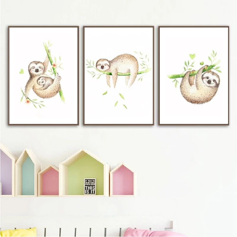 Woodland Animal Canvas Painting Kids Room Decor