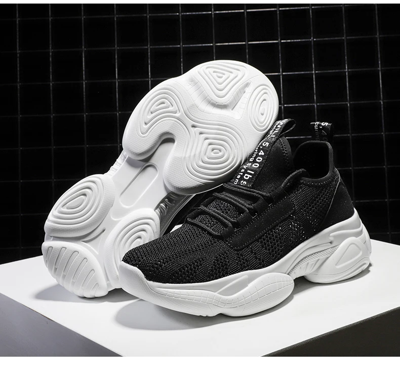 Новые сетчатые кроссовки Серый/Черный Спортивная обувь для мужчин Уличная толстая подошва атлетические воздухопроницаемые кроссовки для бега кроссовки спортивная обувь